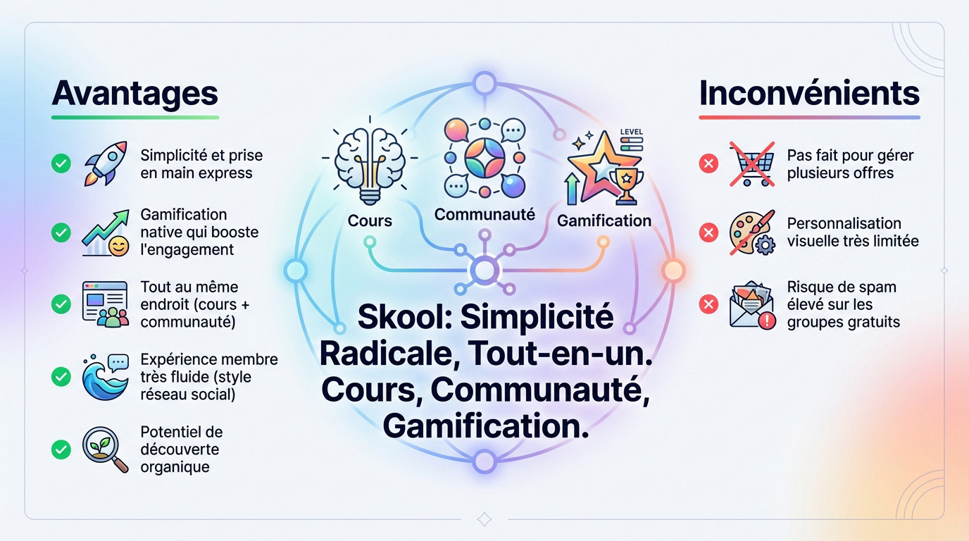 Résumé avis Skool : plateforme tout-en-un pour cours et communauté