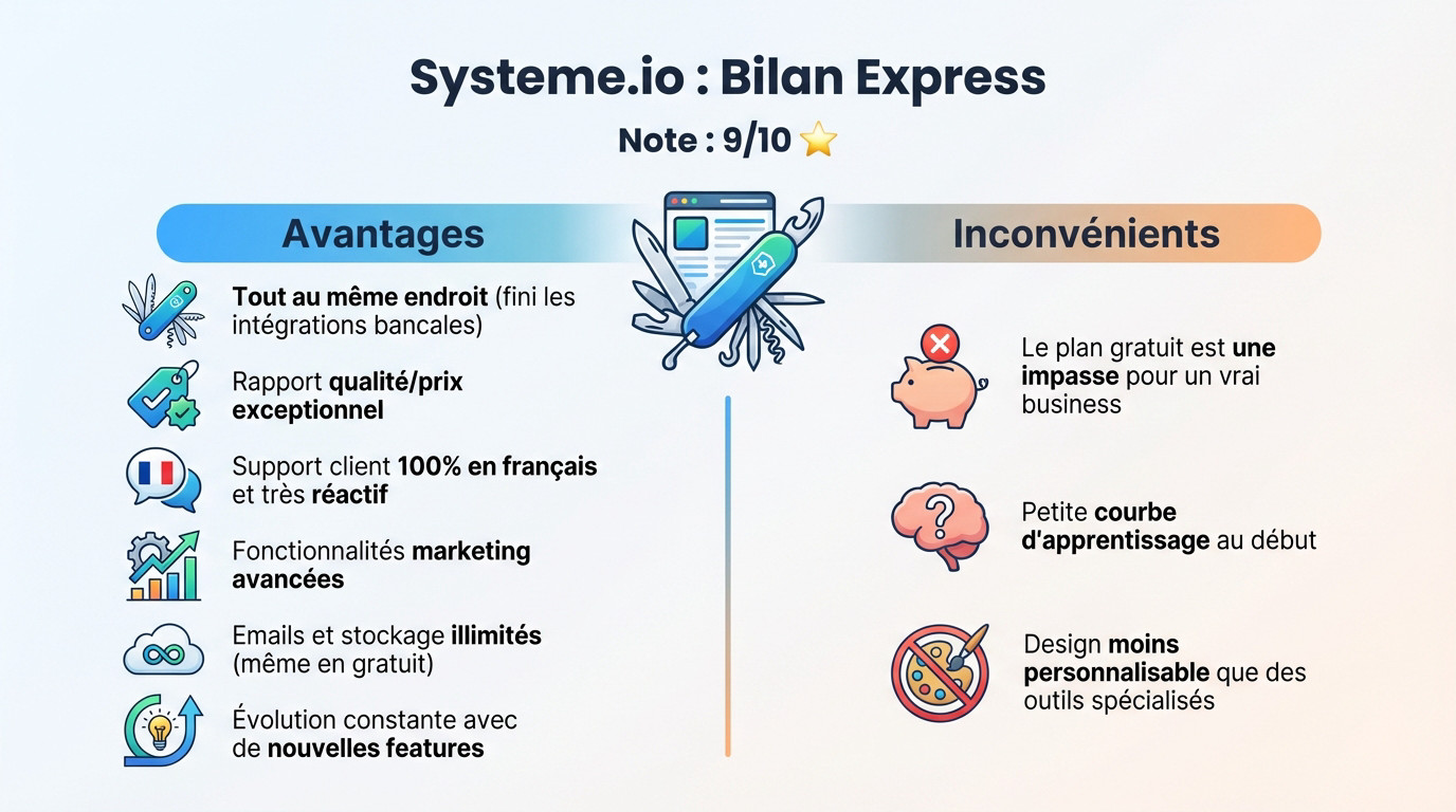 Bilan express et note globale de notre avis sur Systeme.io